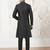 black kalka jacquard silk blend sherwani with black viscose pyjama | elegant festive wedding set