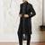 black kalka jacquard sherwani set with kurta, pyjama & embroidered georgette dupatta | wedding festive wear