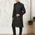 black kalka jacquard sherwani set with silk blend kurta & viscose pyjama | wedding festive wear