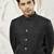 black kalka jacquard sherwani set with silk blend kurta & viscose pyjama | wedding festive wear