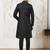 black kalka jacquard sherwani set with silk blend kurta & viscose pyjama | wedding festive wear