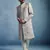 grey kenzo jacquard silk blend sherwani with cream fine satin pyjama | premium wedding set