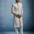 grey kenzo jacquard silk blend sherwani with cream fine satin pyjama | premium wedding set