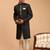 black platinum sherwani with cream kurta & pyjama 3-piece wedding set | formal ethnic