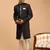 black platinum sherwani with cream kurta & pyjama 3-piece wedding set | formal ethnic