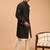 black platinum sherwani with cream kurta & pyjama 3-piece wedding set | formal ethnic