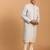 grey imported jacquard sherwani with cream kurta pyjama 3-piece indo-western set