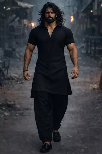 black solid cotton silk shirt collar short sleeve kurta with black silk blend patiala | festive party set