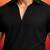 black solid cotton silk shirt collar short sleeve kurta with black silk blend patiala | festive party set