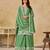 Green chinon heavy thread embroidery work palazzo suit