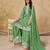 Green chinon heavy thread embroidery work palazzo suit