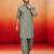 mint green swiss slub cotton pathani kurta with mint green silk blend patiala | eid festive set