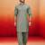 mint green swiss slub cotton pathani kurta with mint green silk blend patiala | eid festive set