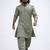 mint green swiss slub cotton pathani kurta with mint green silk blend patiala | eid festive set