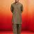 chiku solid swiss slub cotton pathani kurta with chiku silk blend patiala | eid festive ethnic set
