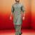mint green swiss slub cotton pathani kurta with mint green silk blend patiala | eid festive set