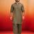 chiku solid swiss slub cotton pathani kurta with chiku silk blend patiala | eid festive ethnic set