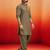 chiku solid swiss slub cotton pathani kurta with chiku silk blend patiala | eid festive ethnic set