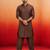 coffee brown swiss slub cotton pathani kurta with coffee brown silk blend patiala | eid festive set