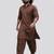 coffee brown swiss slub cotton pathani kurta with coffee brown silk blend patiala | eid festive set