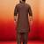 coffee brown swiss slub cotton pathani kurta with coffee brown silk blend patiala | eid festive set