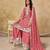 Pink chinon heavy thread embroidery work palazzo suit