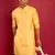 yellow silk blend kurta | pure japan raw silk with all-over ethnic thread embroidery