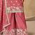 Pink chinon heavy thread embroidery work palazzo suit