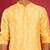 yellow silk blend kurta | pure japan raw silk with all-over ethnic thread embroidery
