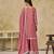 Pink chinon heavy thread embroidery work palazzo suit