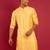 yellow silk blend kurta | pure japan raw silk with all-over ethnic thread embroidery