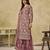 Mauve net heavy thread embroidery with sequins work palazzo suit