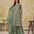 Green net heavy thread embroidery with sequins work palazzo suit