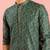 bottle green floral print kurta pyjama set | digital print with beige bottom