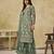 Green net heavy thread embroidery with sequins work palazzo suit