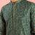 bottle green printed & embroidered cotton kurta | wedding summer festive wear