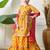 Girl's yellow floral printed kurta skirt  set with dupatta     festive ethnic wear ilksd10