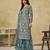 Light teal net heavy thread embroidery with sequins work palazzo suit