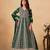 Green faux georgette heavy thread embroidery with sequins work salwar kameez