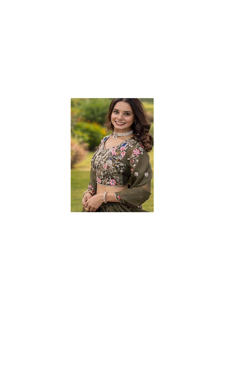 olive gold crush zari sequin embroidered lehenga set 2