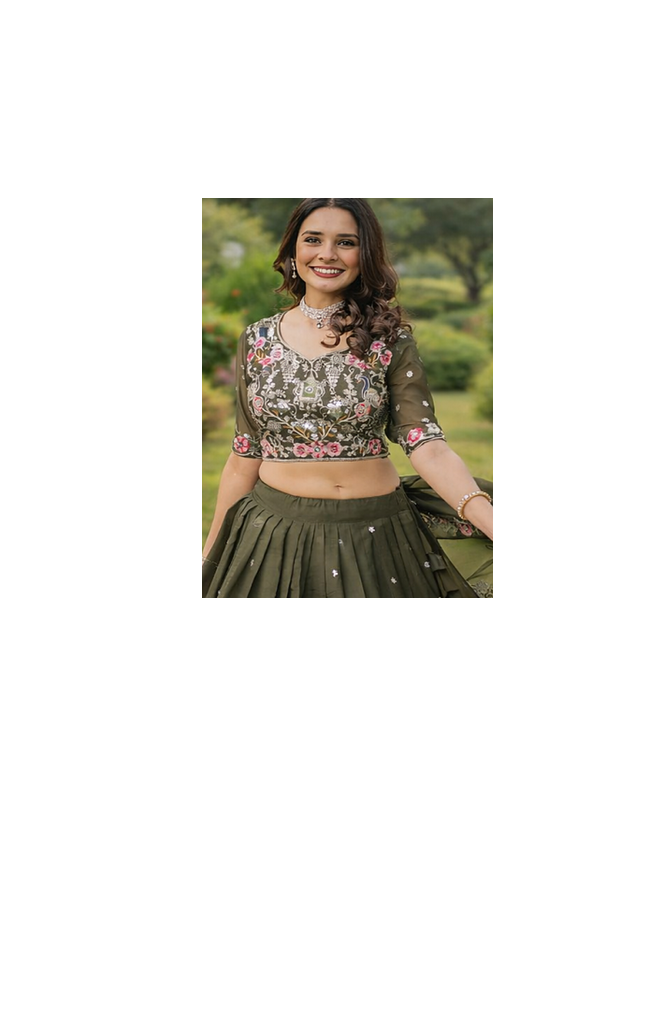 olive gold crush zari sequin embroidered lehenga set 3