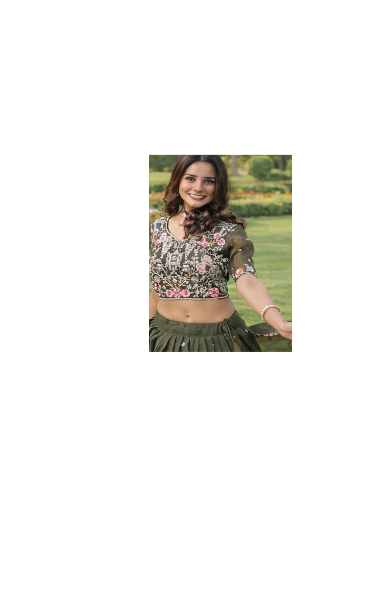 olive gold crush zari sequin embroidered lehenga set 5