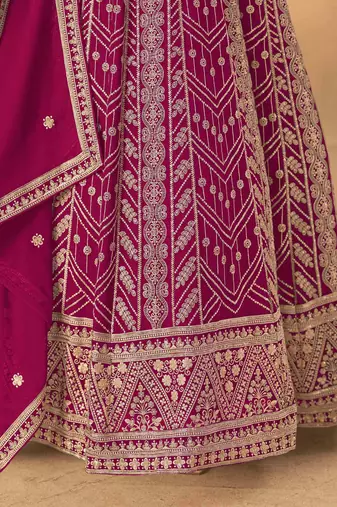Dark pink faux georgette heavy thread embroidery with sequins work salwar kameez