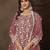 Rose pink net heavy thread embroidery with sequins work palazzo suit