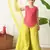 Girls traditional ethnic set     pink sleeveless kurti with lime yellow sharara & dupatta ilksd17
