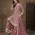 Rose pink net heavy thread embroidery with sequins work palazzo suit