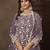 Purple net heavy thread embroidery with sequins work palazzo suit