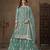 Turquoise net heavy thread embroidery with sequins work palazzo suit