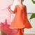 Girls orange angrakha style kurta set with pink dupatta     festive ethnic wear for girls ilksd22