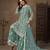 Turquoise net heavy thread embroidery with sequins work palazzo suit